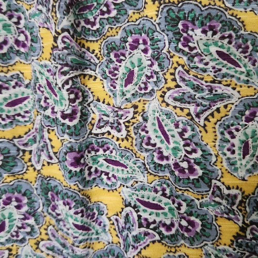 Chaps Womens Short Sleeve Laced Tie Neck Patterned Top Size Large - Picture 6 of 7